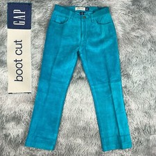 Vintage 2000  s GAP Womens Cow Split Leather Y2k Suede Boot Cut Teal Blue Pants 4