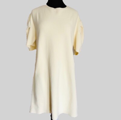 Zara Creamy White Knit Dress with Funky Sleeves | eBay