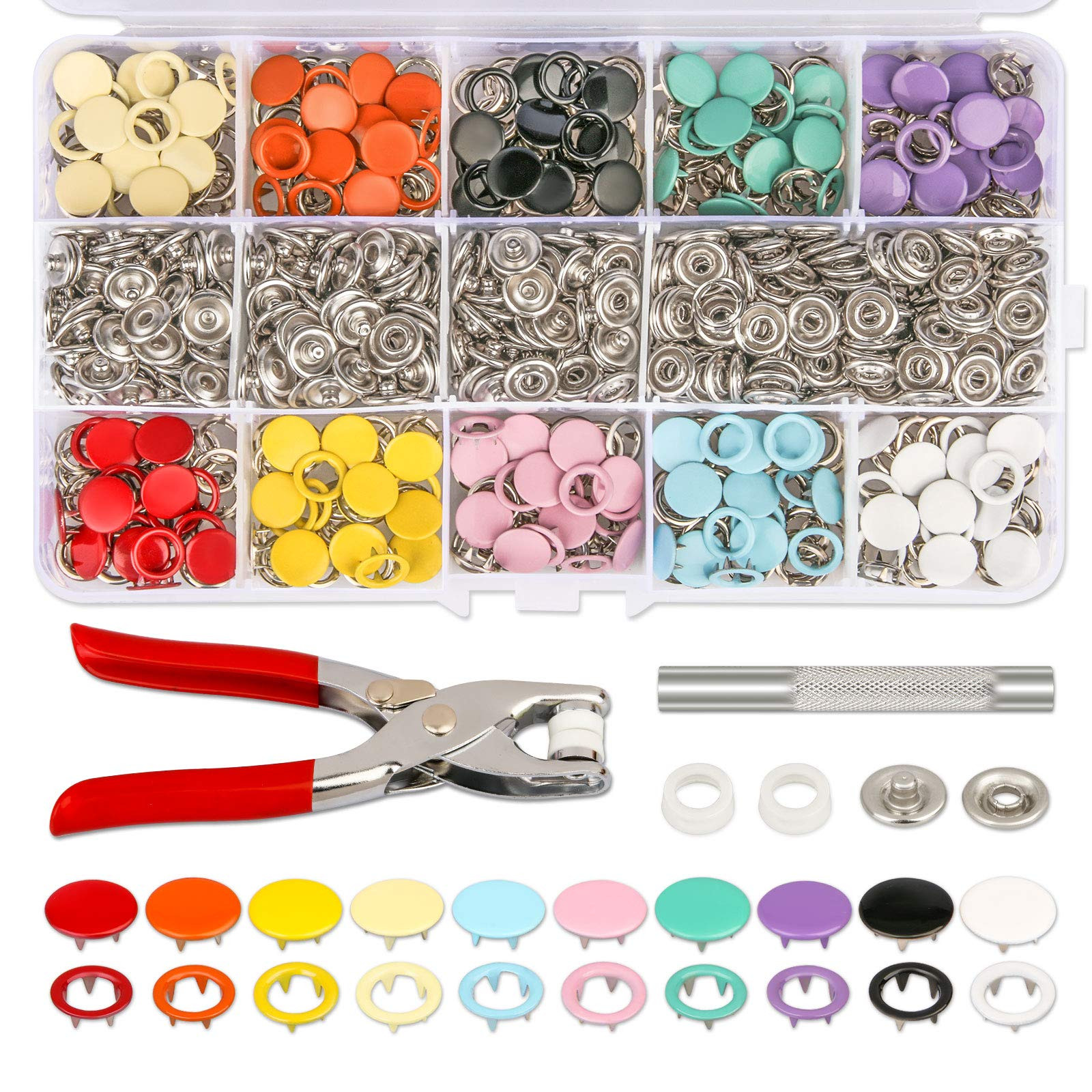 Snap Buttons for Sewing with Pliers 9.5mm Metal Snaps in 20 Colors