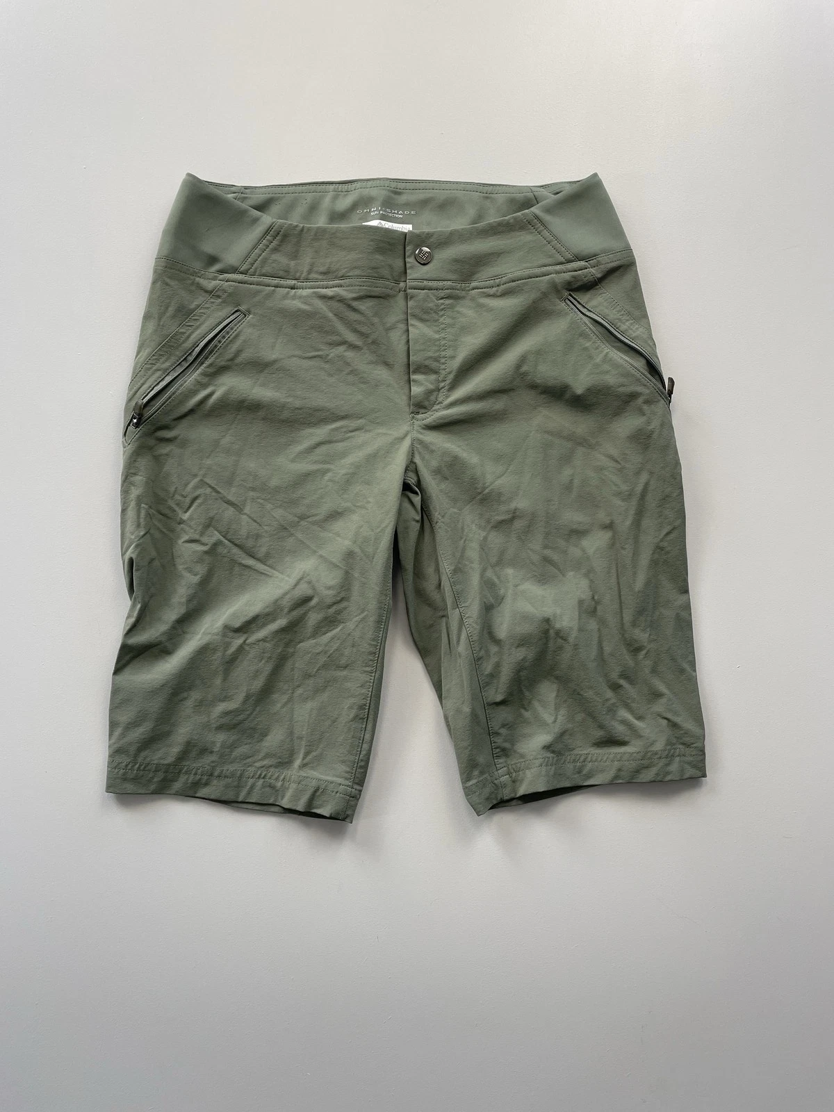 Columbia Omni-Shade Cargo Shorts Size 10/42 Green Outdoor Hiking Sun Protection