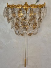 Schröder & Co Wandleuchte Vintage Kristall Messing Vergoldet Kristallglas Lampe