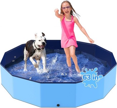 47'' Foldable Dog Pet Bath Pool, Heavy Duty Non-Slip Kiddie Pool, Plastic