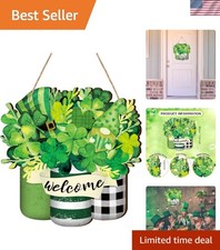 Elegant Wooden Shamrock Welcome Sign for St. Patrick's Day Decor 12"x12" 