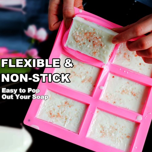LERYKIN Confezione da 3 Stampo per Sapone in Silicone, Rosa+Blu+Viola - Rettangolare - Foto 3 di 7