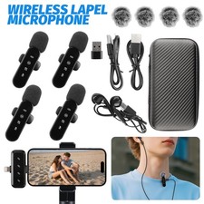 Wireless Lavalier Mic 4-Person Simultaneous Use,Plug-Play Noise Cancellation