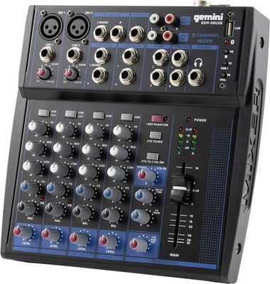 Gemini Sound Professional Audio Equipment GEM-08USB Compact Rotary 8 Channels Li