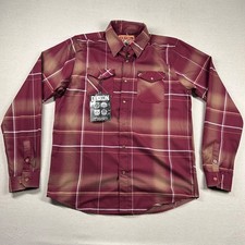 Dixxon Flannel Shirt Mens LT Tall Pearl Snap Plaid Cabernet Maroon Burgundy