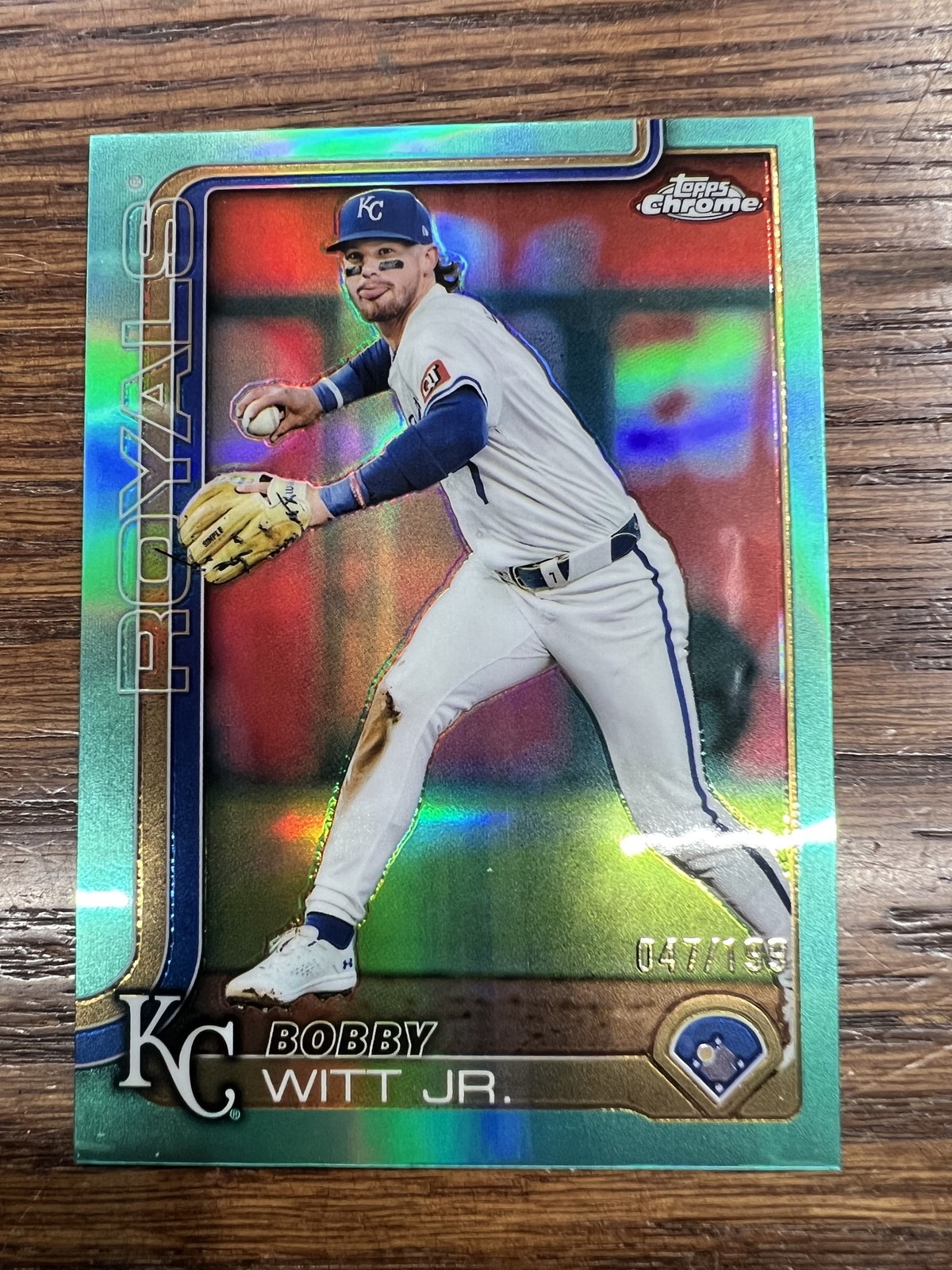 2025 Topps Chrome #93 Bobby Witt Jr. Aqua Refractors #/199