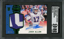 SGC 2018 Panini Plates & Patches Josh Allen RPA Rookie Patch Auto Green 01/25
