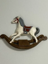 Vintage Burwood Products Rocking Horse Wall Plaque/Hard Plastic Decor 1988