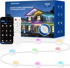 CINOTON Permanent Outdoor Lights 200Ft, Smart RGBW+IC Eaves Lights with 120Leds,