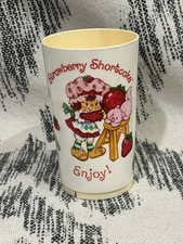 Vintage 80s Strawberry Shortcake All Over Print Cute Plastic Cup Retro