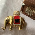 Vintage Ciner Elephant Rhinestones Brooch Enamel Gold Tone Maharaja Howdah MINT — photo 2