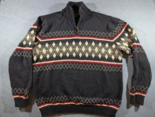 Tommy Hilfiger Sweater Mens XL Navy Half Zip Fair Isle Nordic Cotton Pullover