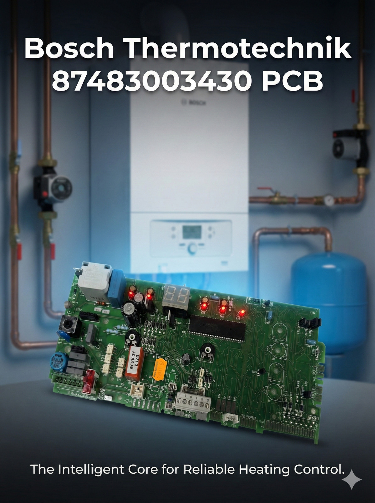 PCB Bosch Buderus 87483003430 - Carte électronique pour chaudière gaz de série Logamax