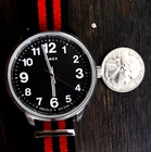 TIMEX   INDIGLO  big 44mm BLACK NEW 5 YEAR BATTERY red NATO STRAP CAMPER FIELD