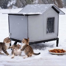 Insulated Outdoor Cat House Dog Cave Bed Winter Hut Reusable Easy Assembly Tent
