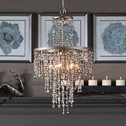 Uttermost Valka 19"W Silver Swedish iron 6-Light Chandelier - Picture 1 of 8