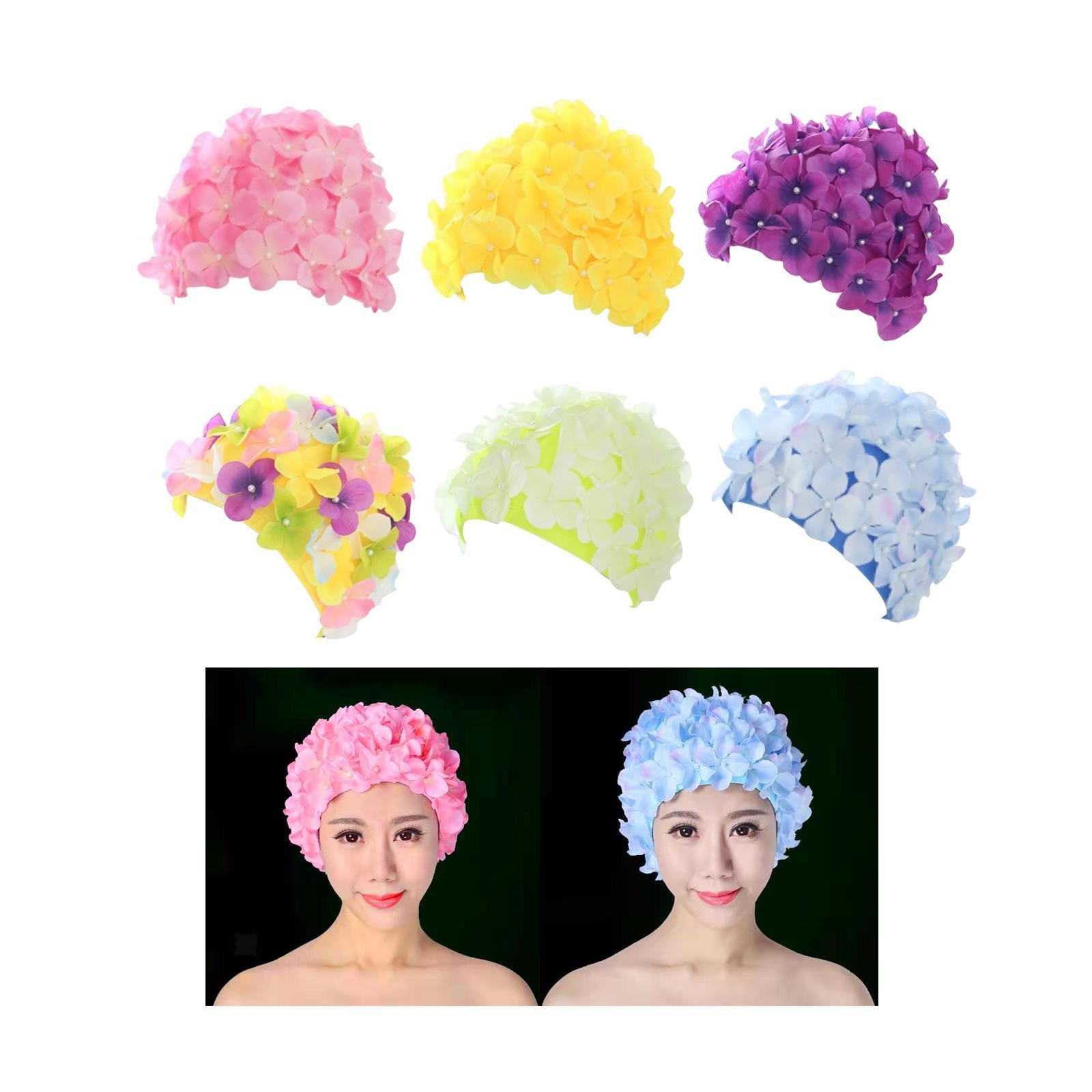 Gorros de baño de flores para mujer, gorro de baño de flores 3D de regalo para