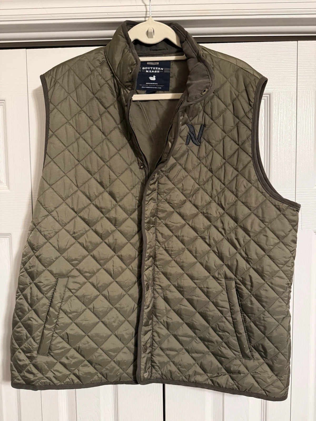 Southern Marsh Quilted Vest Olive Green Mens XXL Snap Zip Lightweight