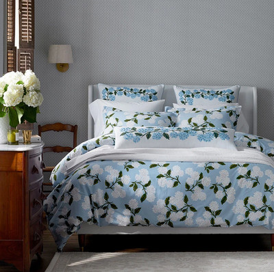 Rifle Paper Co. Hydrangea Classic Cool Cotton Percale Duvet Cover