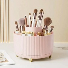 360 Rotating Makeup Brush Holder Cosmetic Storage Organizer Vanity Desk Pro