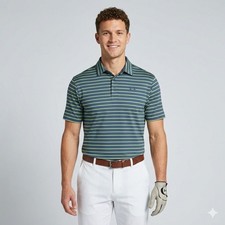 New Under Armour Mens Playoff Golf Polo Tour Stripe Blue Yellow NWT Small UPF40