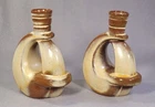 Pair Vintage Frankoma Pottery Plainsman Brown #305 Candlesticks Candle Holders