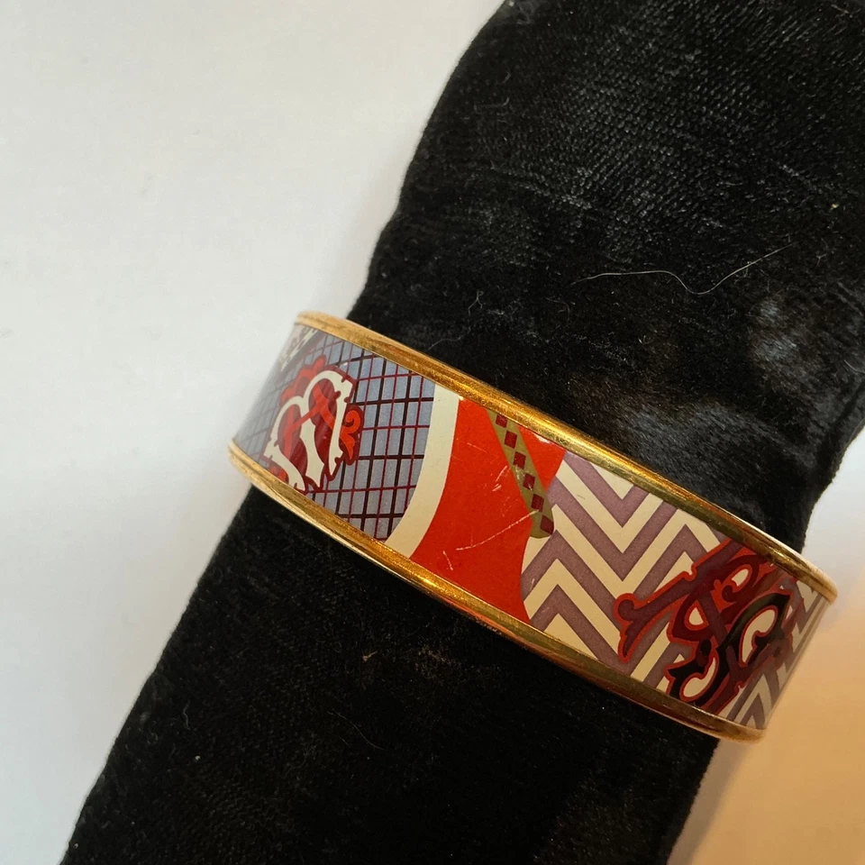 HERMES эмаль PM 65 широкий браслет браслет золотой ободок, черный, белый, красный - Изображение 3 из 4