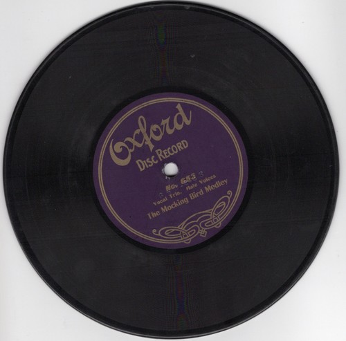 Oxford Disc Record The Mocking Bird Medley Vocal Trio Male Voices 78 ...