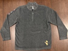 Vintage Disney Store Winnie the Pooh Fleece Zip Pullover Grey Large Winter
