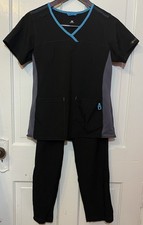 Carhartt Force women's medical scrub set in black  Turquoise trim size Small