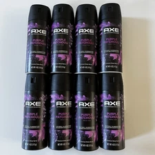(8) Axe Fine Fragrance Premium 72H Body Spray Purple Patchouli Citrus + Oak ,4oz