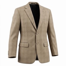 Jos. A. Bank Traveler's Collection Tan Glen Plaid Wool Blazer Tailored Fit 39R