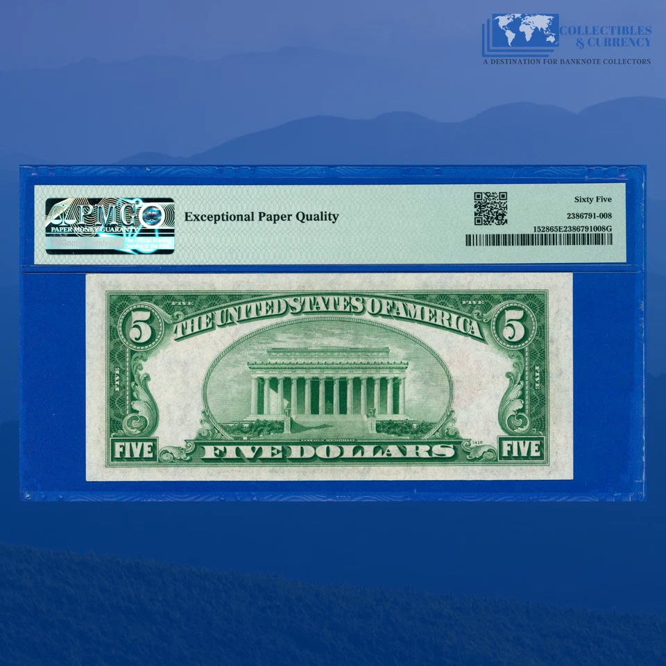 Fr.1528 1928C $5 Five Dollars Legal Tender Note,G/A Block, PMG GEM 65 EPQ #22568 - Image 2 of 3