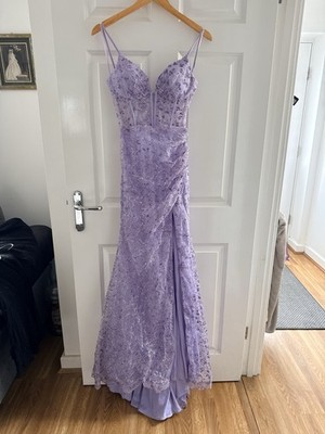 May Queen Couture Lilac Purple Glitter Corset Prom Occasion Dress US 4 UK 6-8