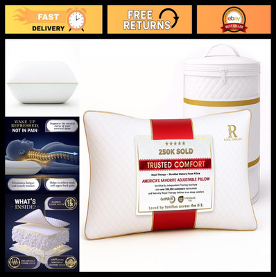 Adjustable Shredded Memory Foam Pillow - Firm Neck & Shoulder Support, Breathabl