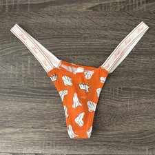 Pink By Victoria  s Secret, Small Orange Halloween Logo Thong Panties