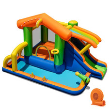 8-In-1 Multifunctional Bounce House Water Park with Slide with Climbing Wall Wat