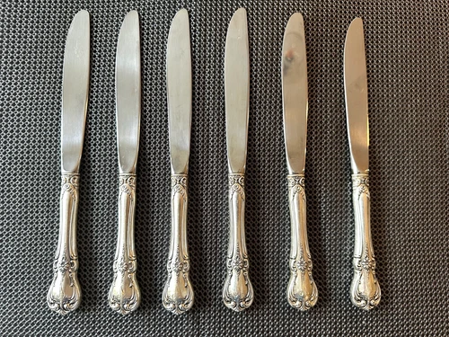 New ListingTowle Old Master Sterling Silver Dinner Knives Set of 6 Monogram V