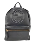 Gucci — Gucci Interlocking G Leather Chain Backpack 536192 Black #TFB3481