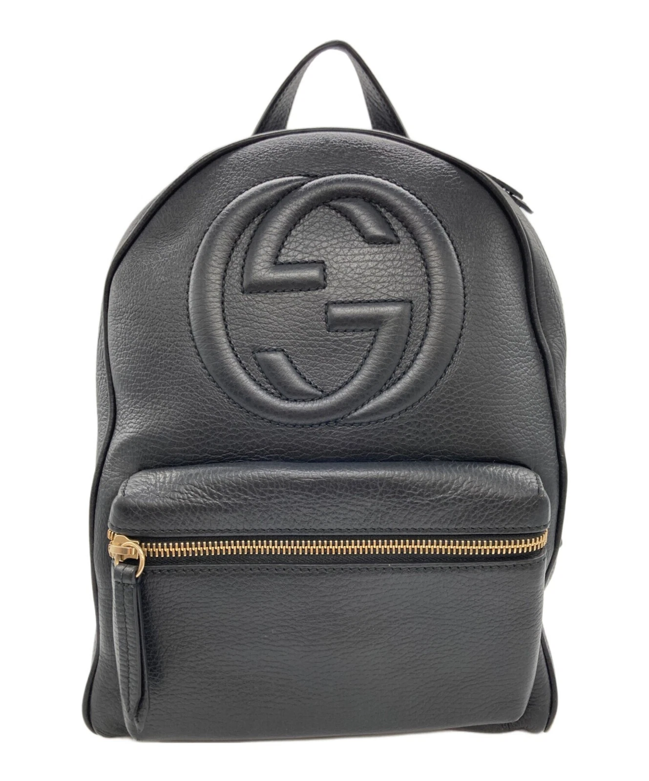 Gucci — Gucci Interlocking G Leather Chain Backpack 536192 Black #TFB3481