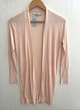 LOFT Peach Ribbed Long Line Knit Cardigan Open Front Petite Size S NWT