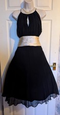 Next pure silk ruched tie waist Retro'50s  style Full flare dress sz 18