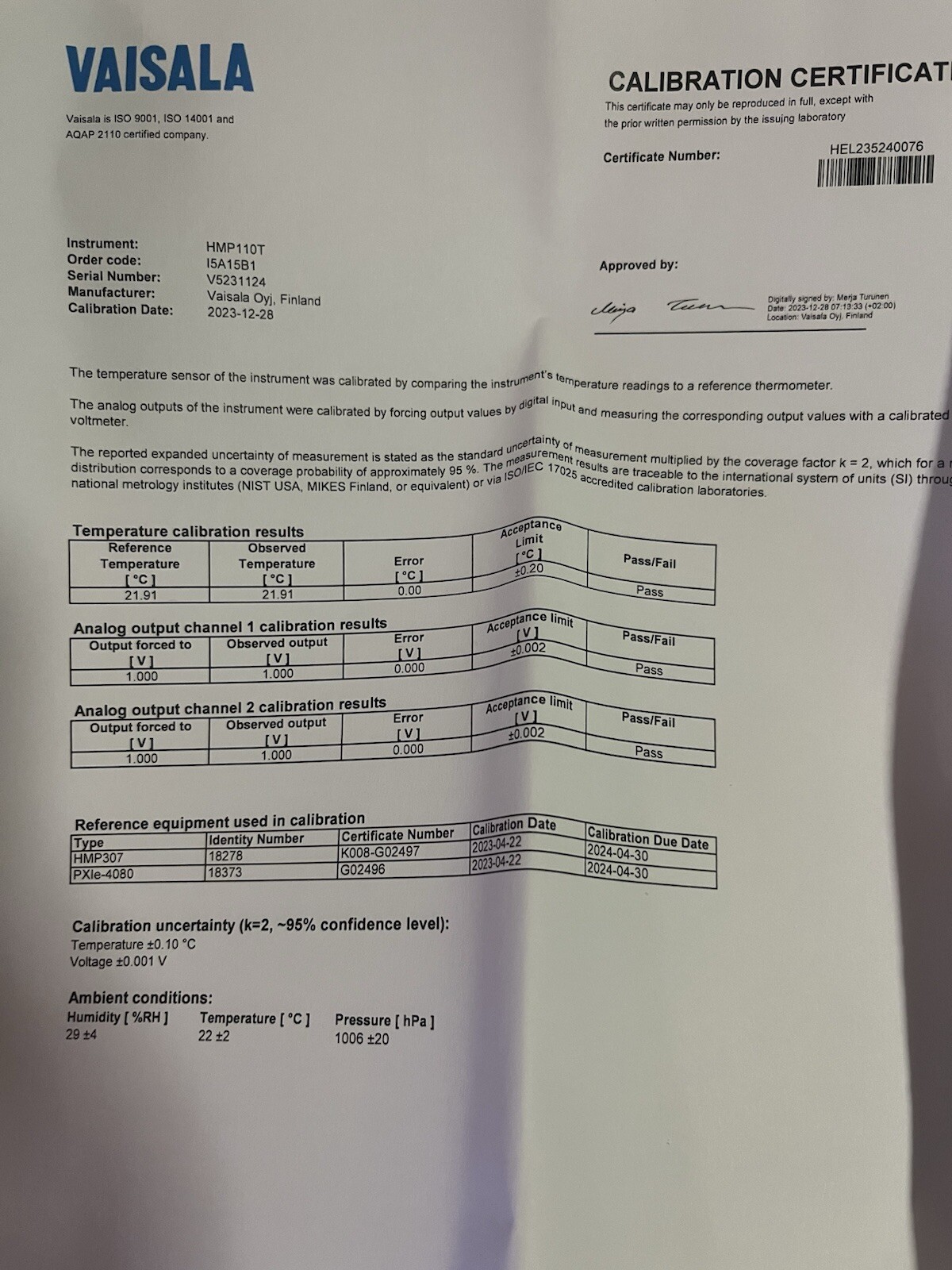 New Box Of 5 VAISALA Humidity & Temperature Probe HMP110T (659)