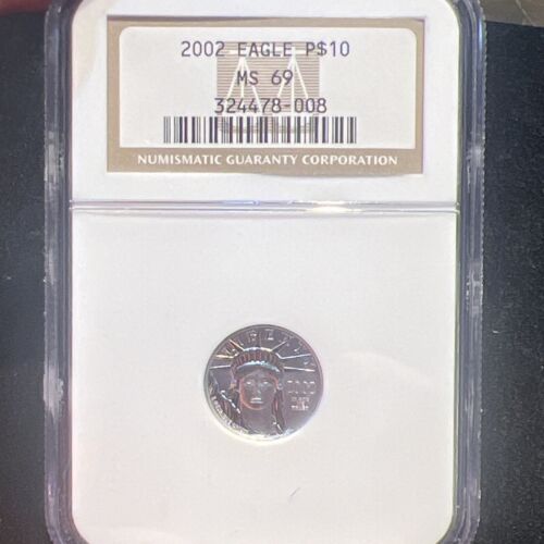 2002 1/10 OZ $10 AMERICAN PLATINUM EAGLE - NGC MS-69 - Picture 1 of 4