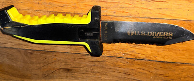 USA U. S. Divers Aqua-Lung Diving Dive Knife US Scuba Neon Yellow