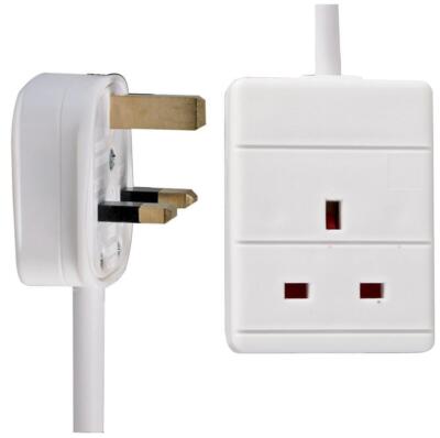 1 Gang Netz Strom Verlängerungskabel 13A Stecker Buchse Kabel 1 2 3 5 10 15 20M weiß