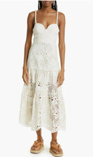 NWT $275 Farm Rio Richilier Eyelet Palm Midi-Dress in Off White - size X-Large!