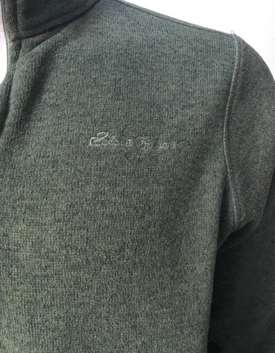 Eddie Bauer Men’s Pullover Sweater Knit Green Zip Up Jacket L - Picture 2 of 5